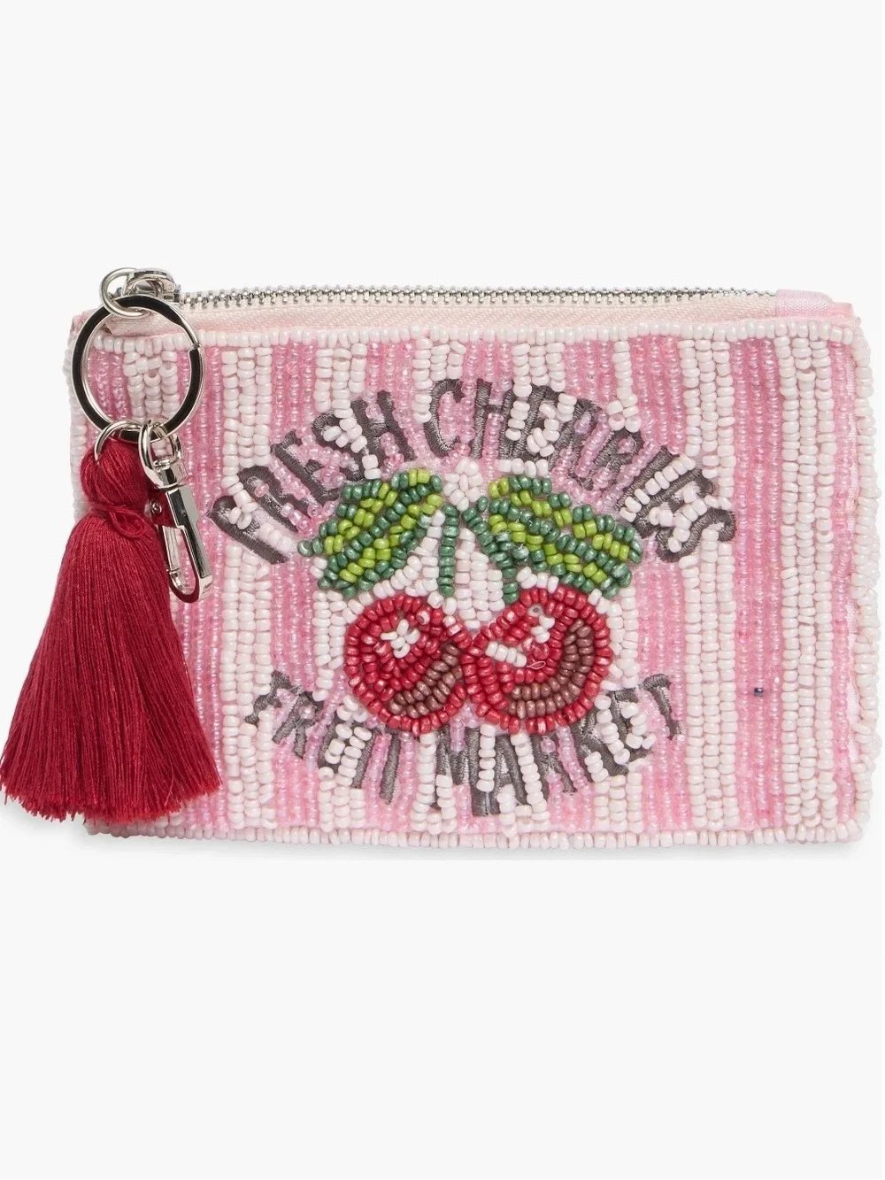 resh Cherries Beaded Zip Pouch – Pink | NWT 🍒💄